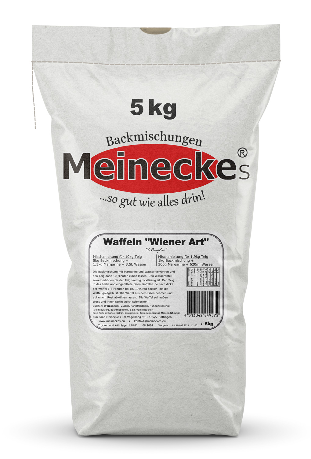 Aktion! Waffel-Backmischung 100kg Wiener Art  laktosefrei 5% 